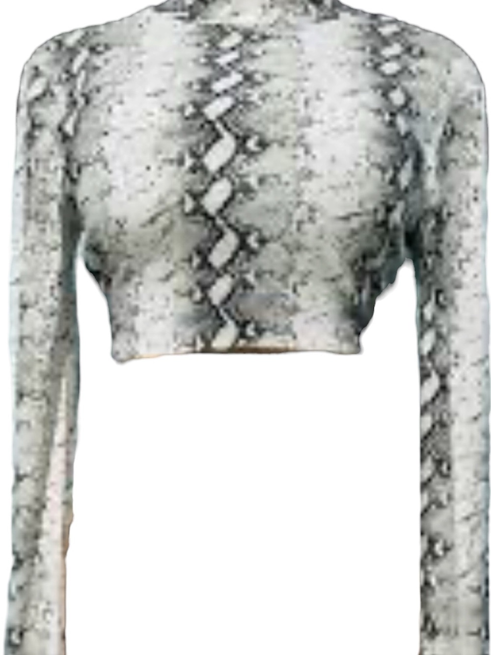 Snake Print Long Sleeve Crop Top - White/Gray Women's size XL NEW.L364